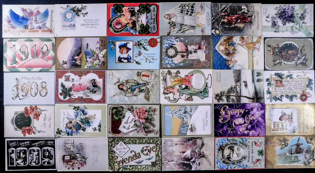 Lot Of 30 New Years Vintage Postcards: See photos.