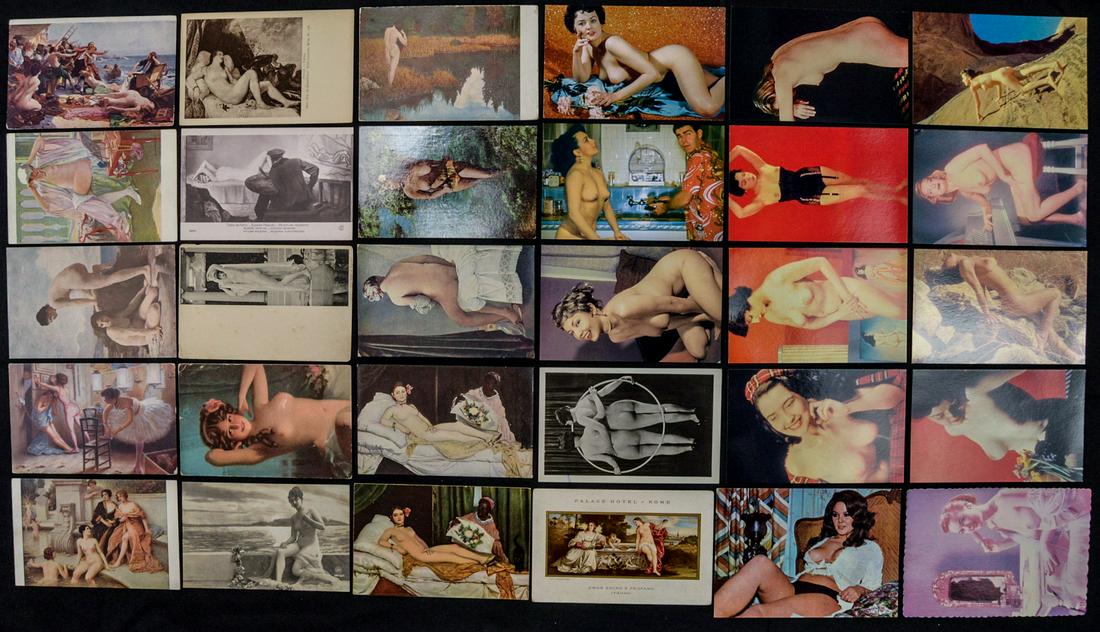 Lot of 30 Nude/Risque Vintage Postcards: See photos.