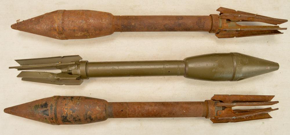 3 US Bazooka Rockets: 3 practice rockets for US 2.36 inch bazooka. See photos for condition.