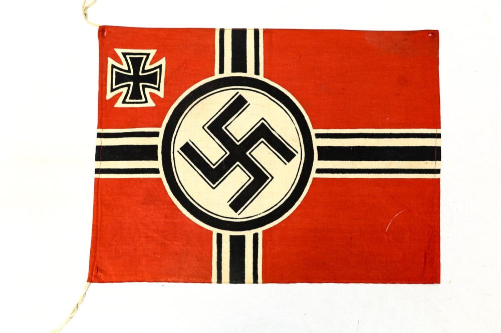 Pre-WWII German Ensign Flag: Pre WWII German ensign flag, also known as the Reichskriegsflagge. This design was used from 1935 to 1938. The difference between the 1935-1938 and 1938-1945 design is the 1935-1938 has a thicker blac