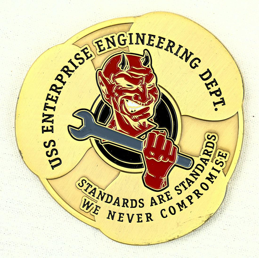 USS Enterprise Challenge Coin: A challenge coin for the USS Enterprise Engineering Department. Coin is in like new condition. See photos.