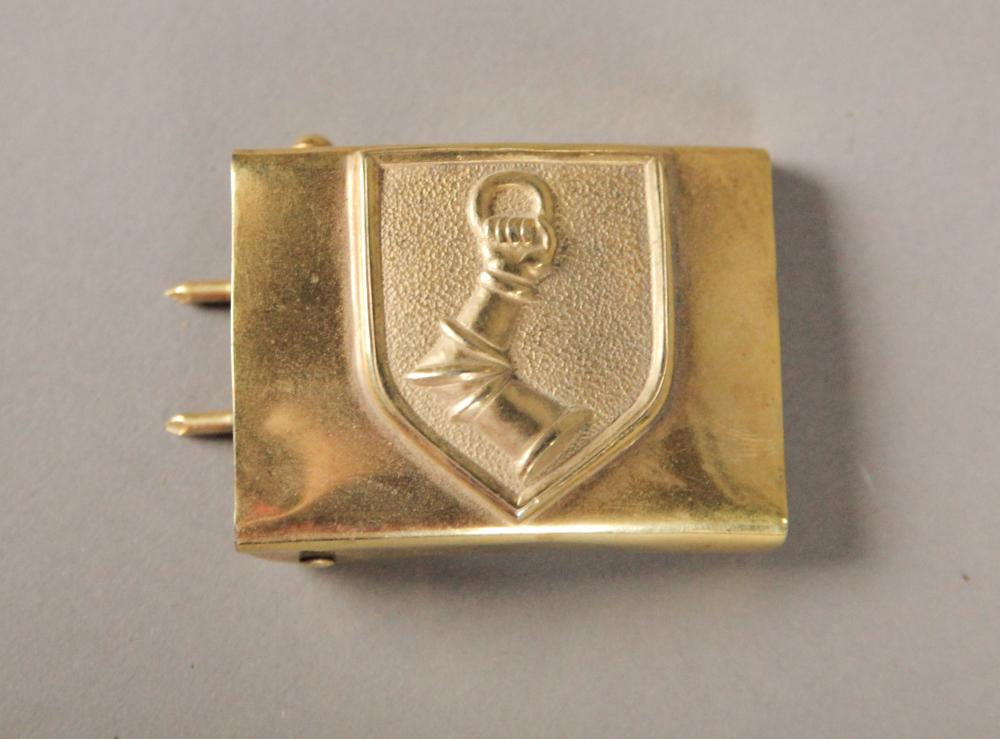 WWII Nazi Leader Hermann Goering Belt Buckle: Hermann Goering Gold Belt Buckle. Hermann Goering was the commander in chief of the Luftwaffe and a close associate of Adolf Hitler. He was known for his lavish taste and avid enthusiasm for the outdo