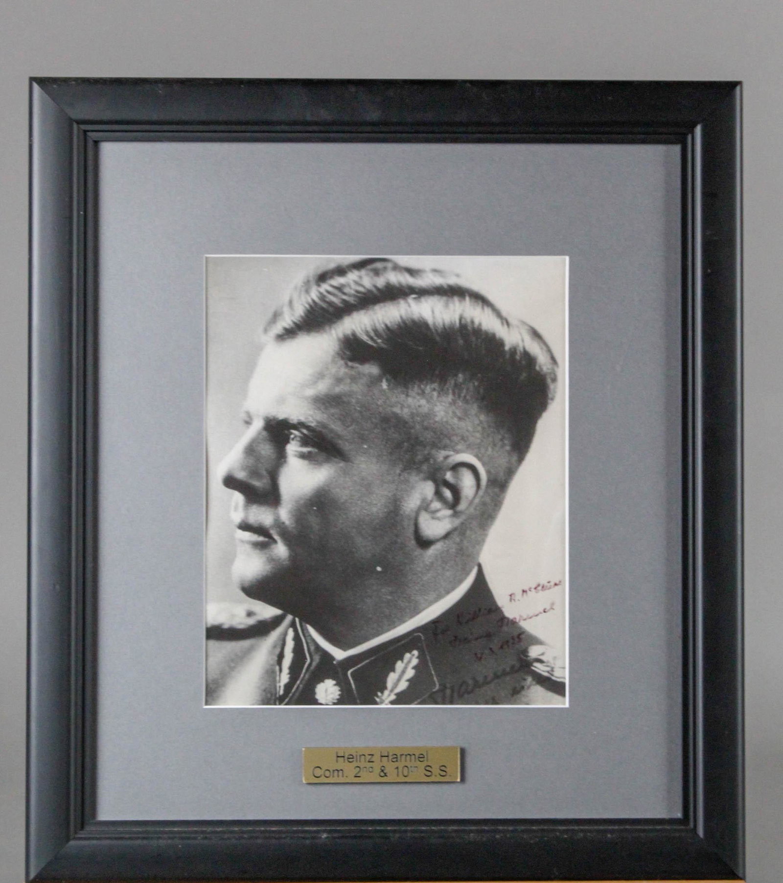 WWII Nazi Heinz Harmel Autographed Portrait: WWII Nazi Autographed Portrait. A portrait of Heinz Harmel, the commander of the 10th SS Panzer Division "Frundsberg". This division saw combat on the Western Front in 1944 in Normandy and later, in t