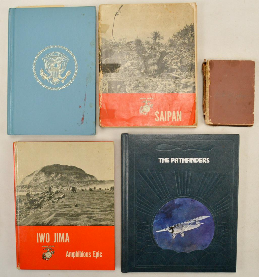 Lot of 5 US Books: Lot consists of the following books: "Sunbeams Through the Clouds" by Daniel Putnam, copyright 1872. Book is named on the front page. "Saipan: The Beginning of the End" by Major Carl W. Hoffman, copyr