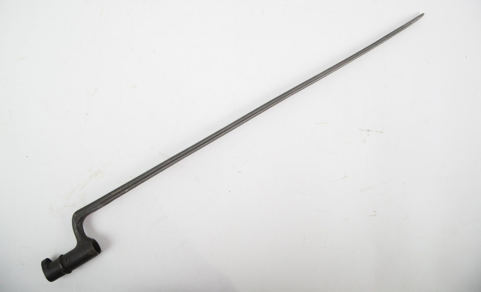 Civil War Musket Style Socket Bayonet: Musket Style Socket Bayonet. In the era of muskets, bayonets were typically mounted to the side of the rifle barrel as the bottom already has the ramrod stored there. This bayonet has a triangular bla