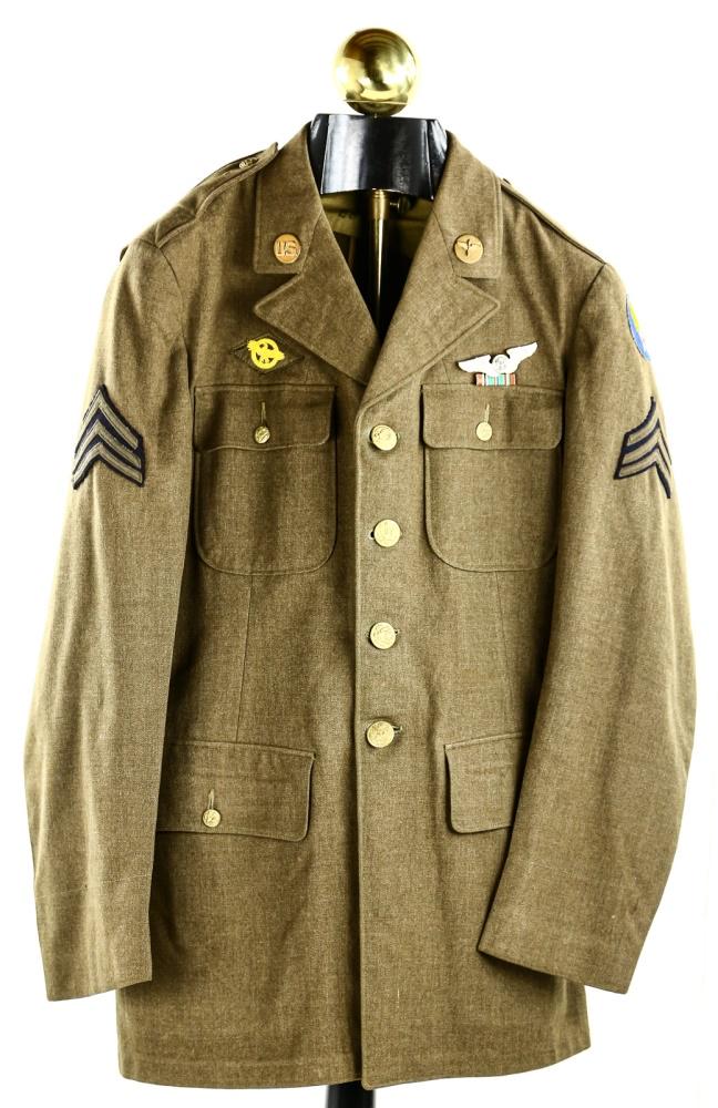 WWII US AAF Jacket: WWII US AAF jacket. Jacket is in great condition with no missing buttons. Comes with sewn on patches. Collar reads “B8275”. Size 39L. See photos.