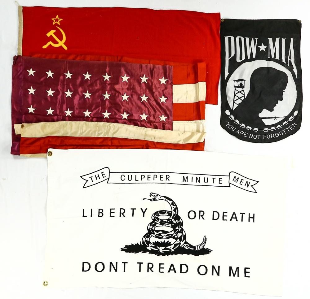 Flag Lot: Mostly US with one Soviet flag. See photos.