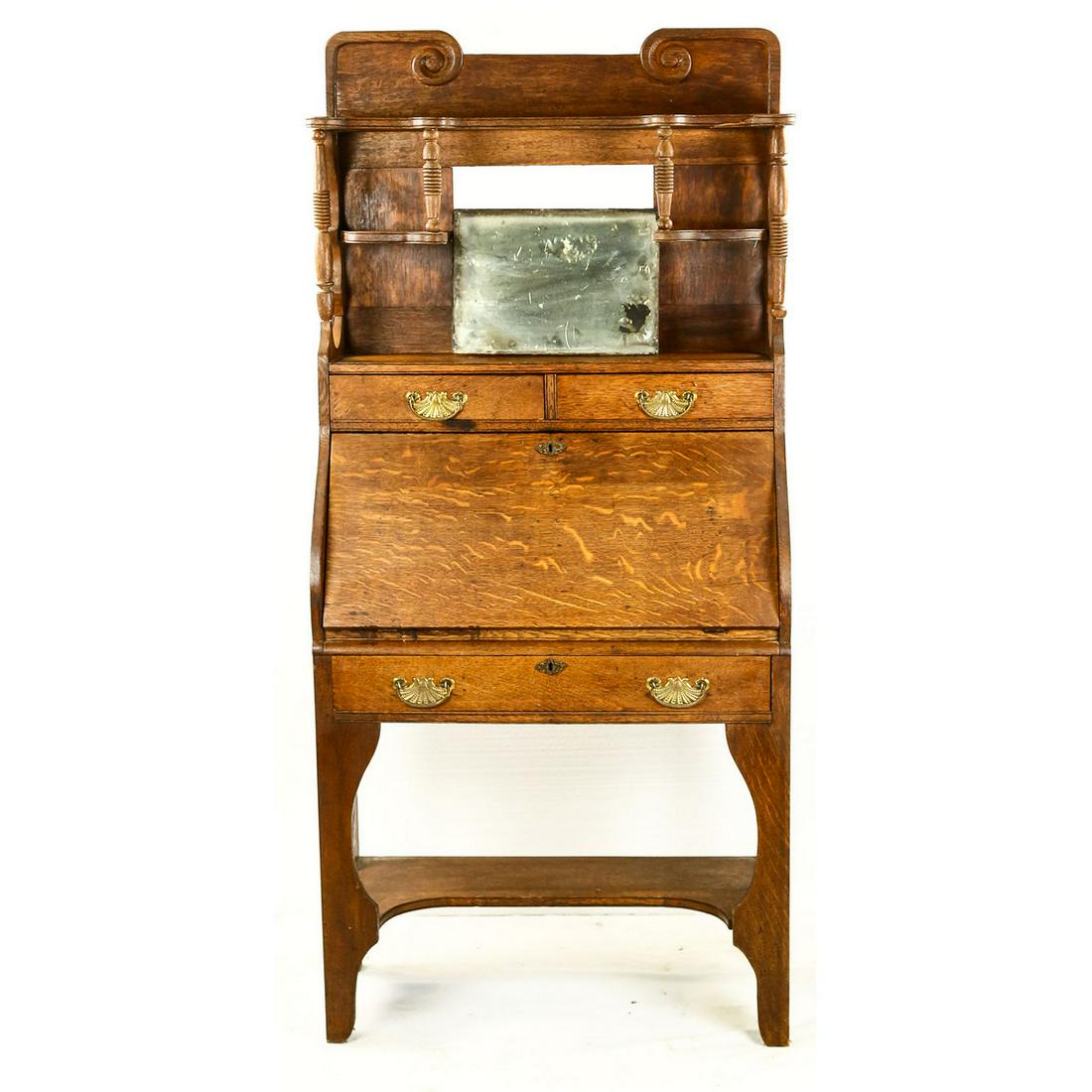 Antique Quarter Sawn Oak Writing Desk (1 of 16)