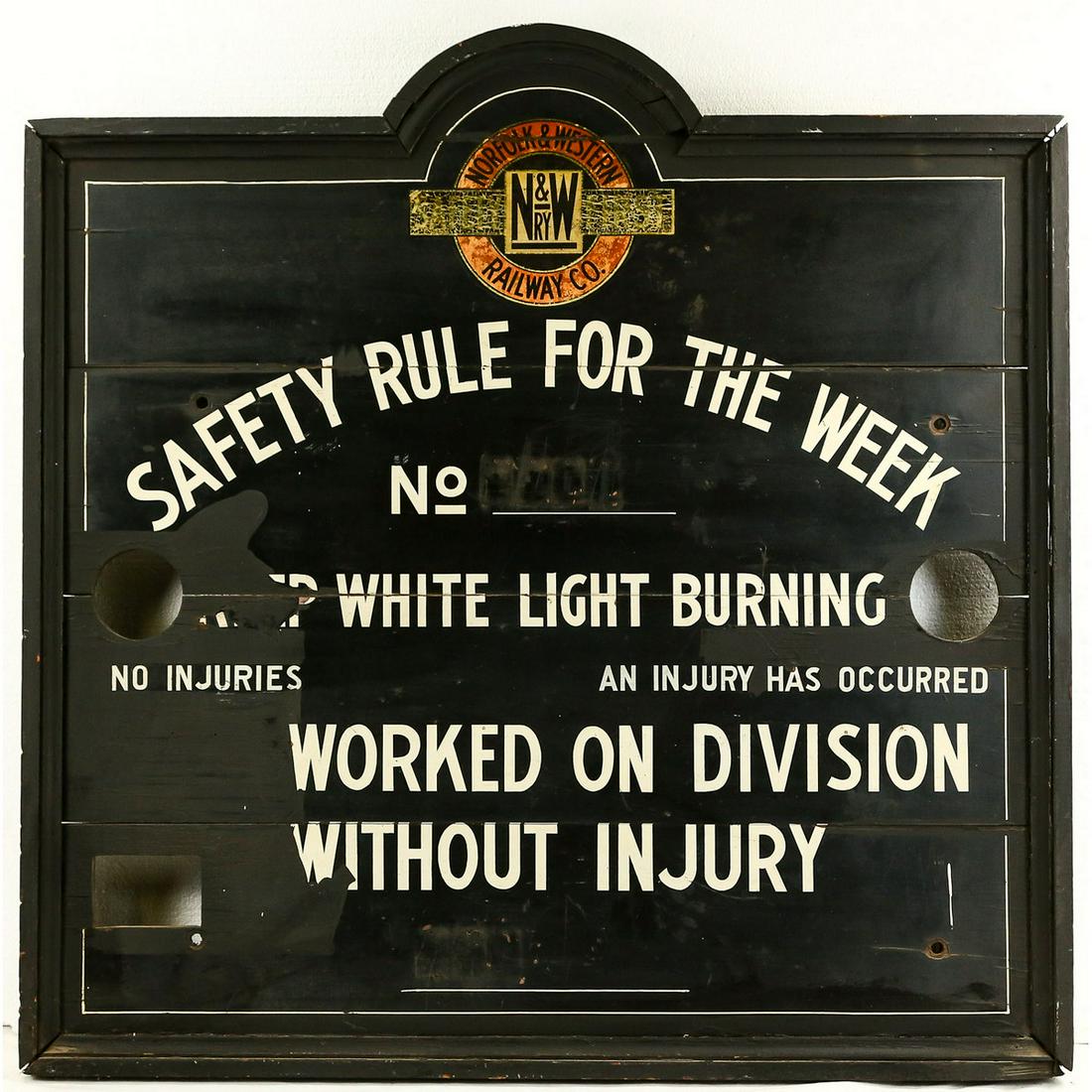 Large Norfolk & Western Railway Co. Safety Sign (1 of 5)