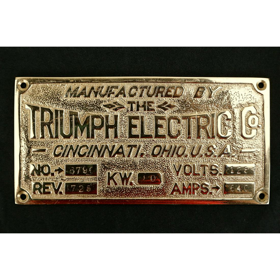 Triumph Electric Company Cincinnati Boiler Plate (1 of 2)