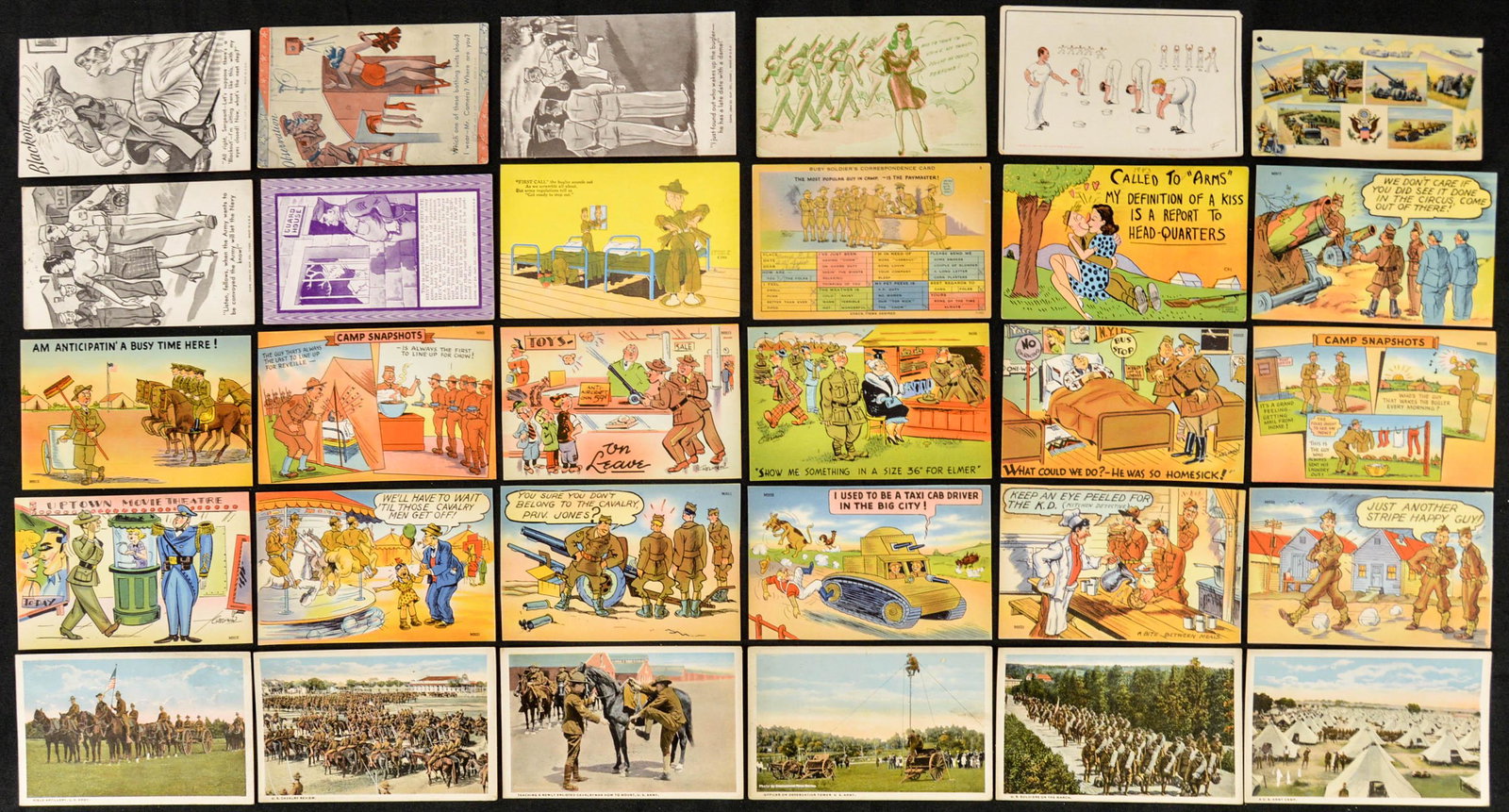 Lot of 30 Vintage Military Comic Postcards (1 of 6)