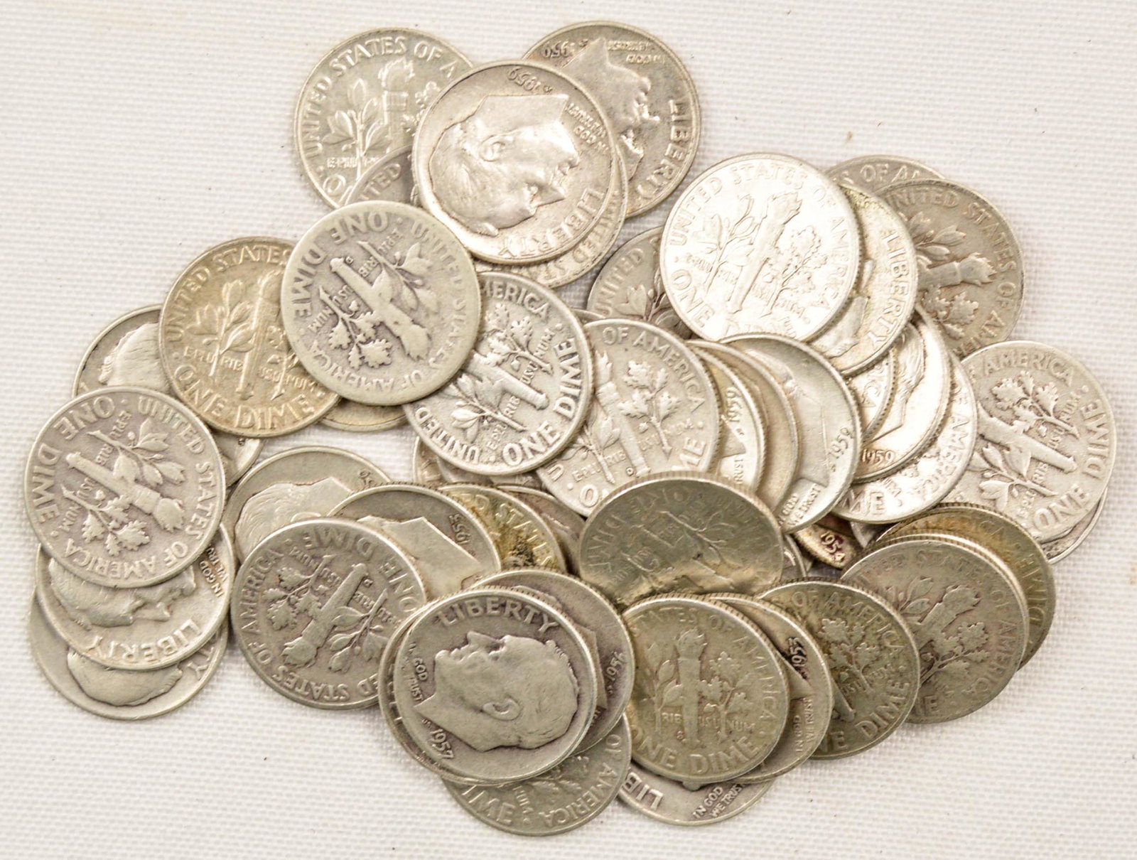 51 Silver Roosevelt Dimes 1950's Roll (1 of 1)