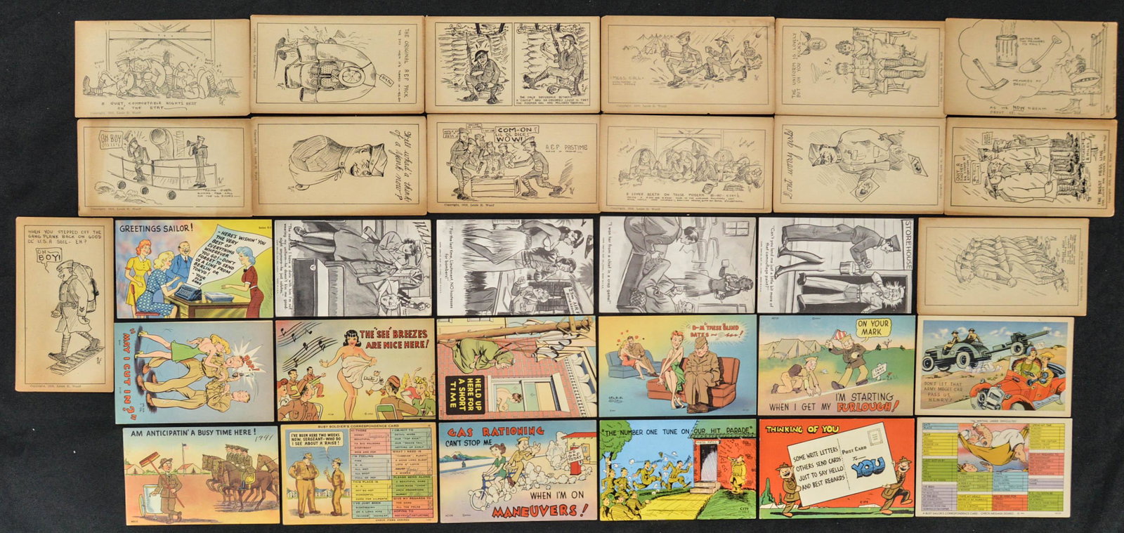 Lot of 30 Vintage Military Comic Postcards (1 of 6)