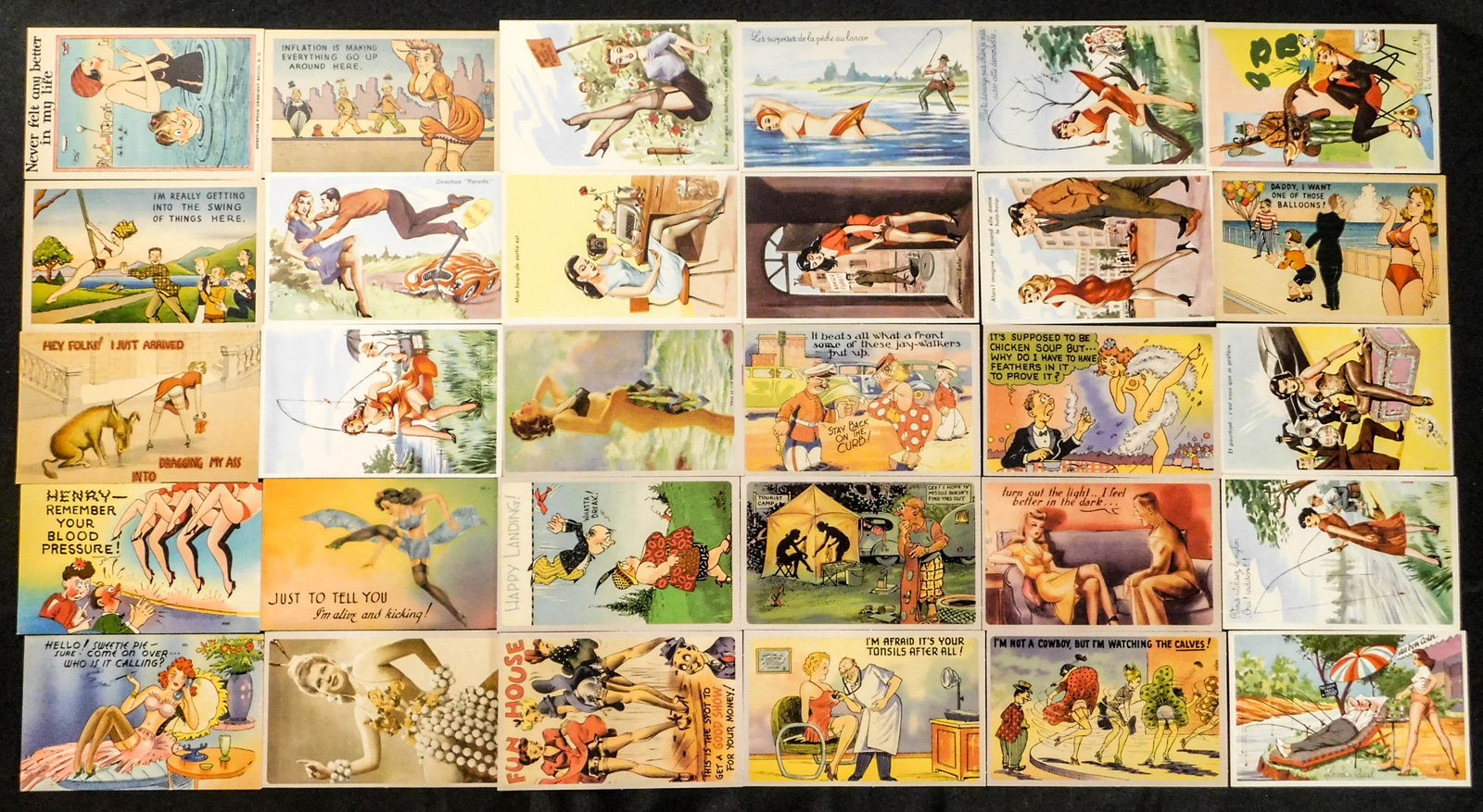 Lot of 30 Vintage Risque Girlie Postcards (1 of 4)