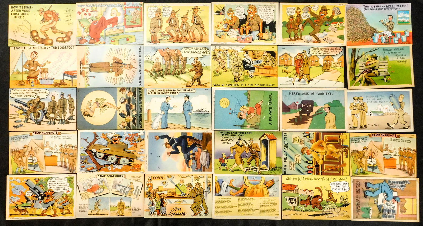 Lot of 30 Vintage Military Comic Postcards (1 of 6)