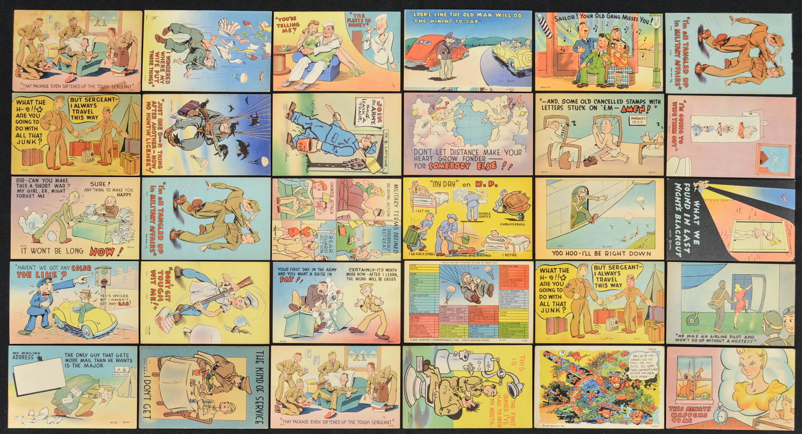 Lot of 30 Vintage Military Comic Postcards (1 of 6)