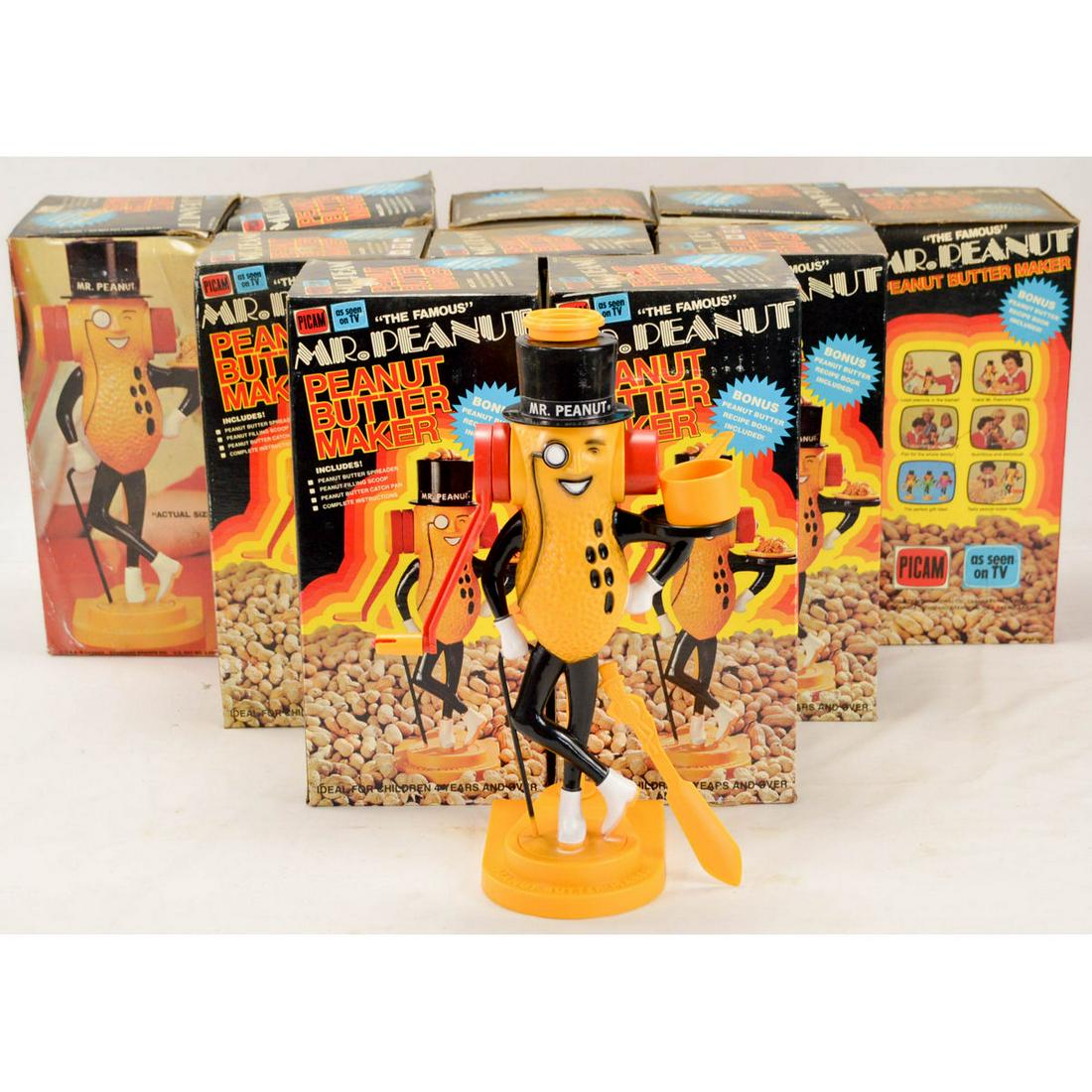 Lot of 10 Vintage Advertising Toy Mr Peanut Makers: Lot of 10 Vintage Advertising Toy Mr Peanut Peanut Butter Makers, Box lot of 10 toy peanut butter makers, NOS, with boxes and instructions, as seen on tv years ago, all in like new condition, a few of