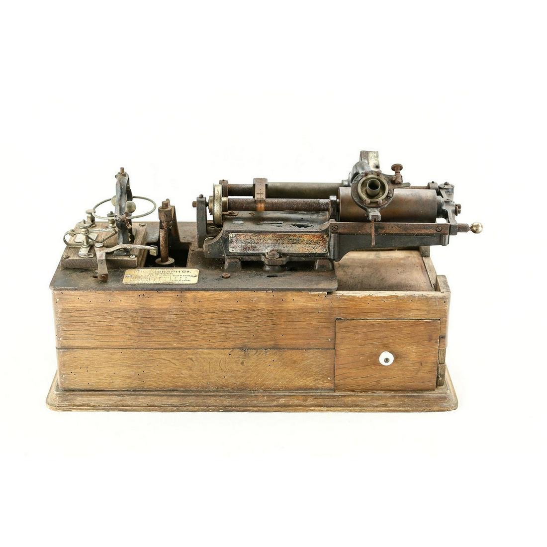 Edison Class M North American Phonograph: Edison Class M North American Phonograph, a true Pennsylvania barn find in as-found condition! The bedplate and mechanism are rusty, has original electric motor, reproducer, shaving attachment and rec