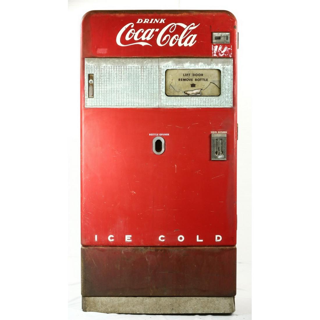 Coca-Cola Vending Machine Model V-83: Unrestored. Body in good condition, currently locked with no key. Untested. Measures 63"T by 32.5"W by 18"D