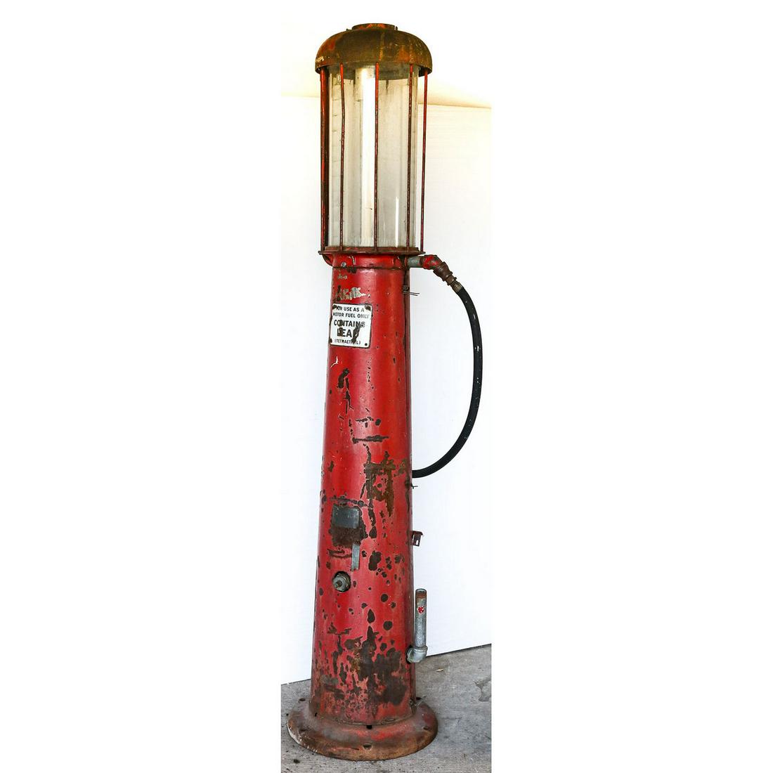 Automobilia Gas Station 10 Gallon Visible Gas Pump: Automobilia Gas Station 10 Gallon Visible Wayne Gas Pump, All original 10 gallon visible gas pump manufactured by the Wayne Company, solid pump with just a little rust through along very lower edge of
