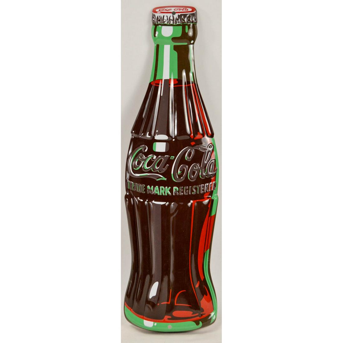 Coca-Cola Bottle Sign: Coca-Cola Bottle Sign, Metal sign, modern die cut tin. 6" x 21.5"