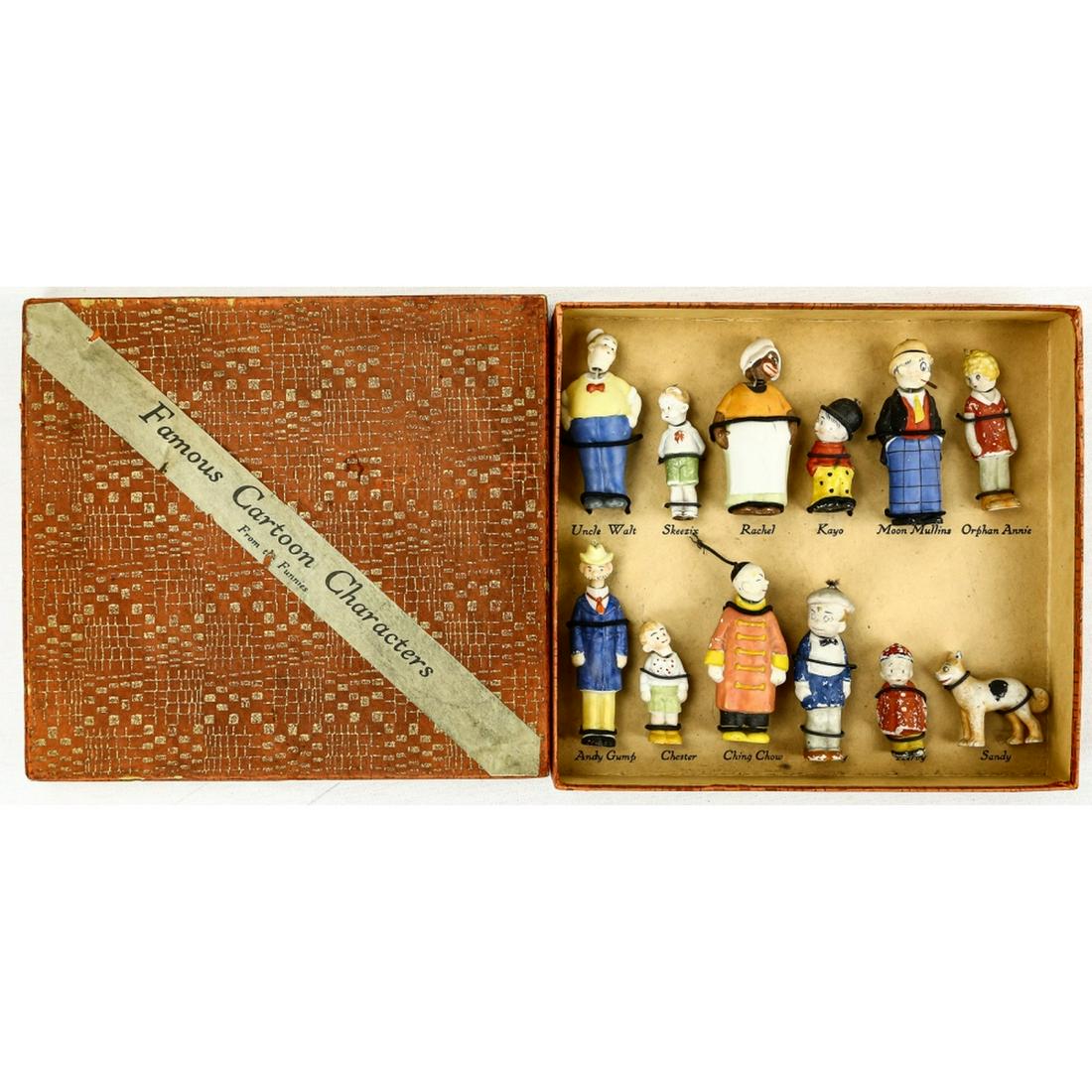 Famous Cartoon Characters Bisque: Twelve different characters. Excellent condition. Box measures 10" x 10" x 2". Box is in excellent condition.