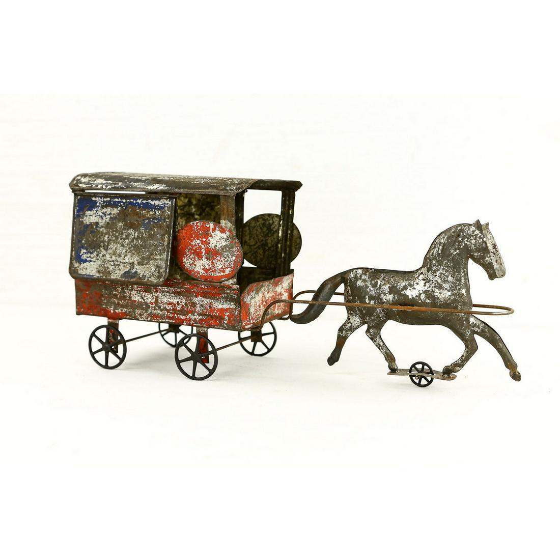 Fallows Grocery Cart Friction Toy: Fair condition. Measures 15" x 6.5" x 4.5".