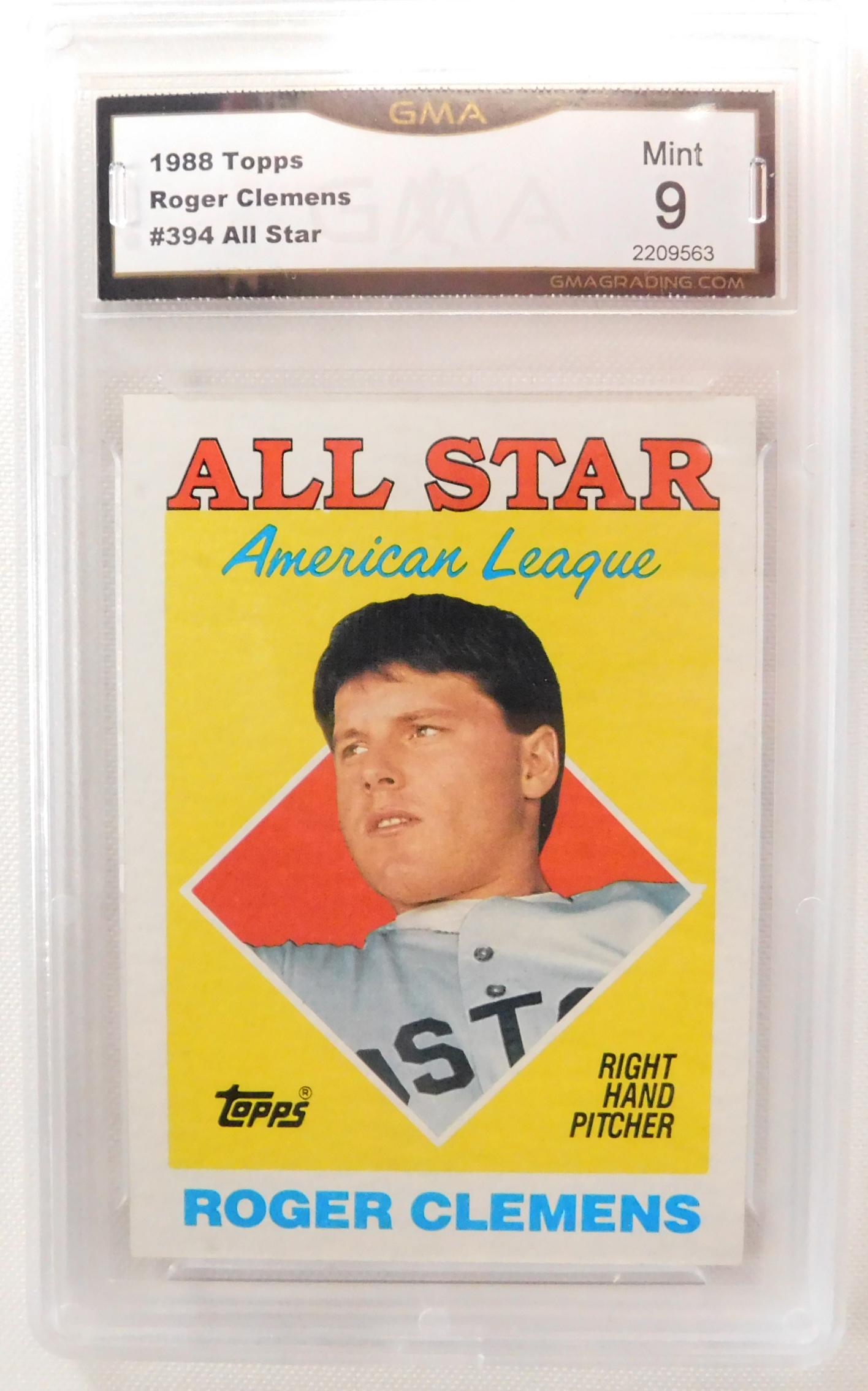 GMA Graded 1988 Roger Clemens MLB Baseball Card: GMA Graded 9 1988 Topps Roger Clemens #394 All Star - See photos