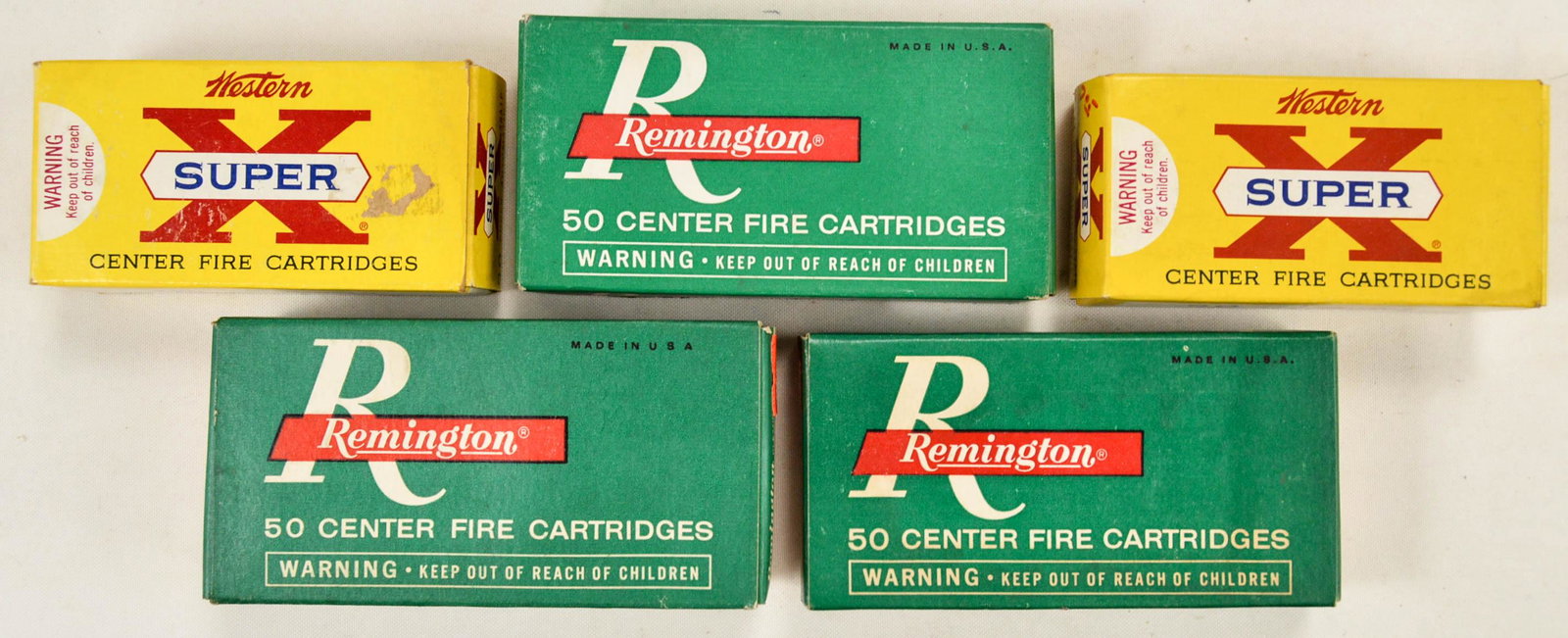 Remington, Western 380 Auto Center Fire Ammunition: Remington, Western 380 Auto Center Fire Ammunition, 200 rounds including 2 boxes (50qty) Remington Center Fire 380 and one 38 Super (50qty), and 2 boxes Western 38 Super center fire, (50qty each), box