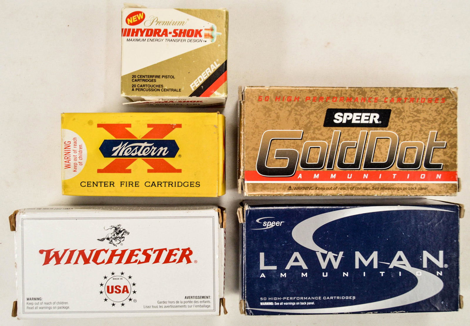 Various 38 Special Ammunition: Various 38 Special Ammunition 200+ rounds including Winchester 38 Spl 125 gr (50qty), Speer Gold Dot 38 Spl, 125gr (45qty), Law Man 38 Spl, 158gr (50 qty), Western 38 Spl 158gr (50qty), Hydra-Shok 38