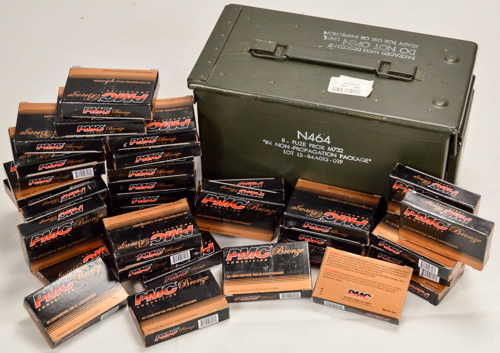 PMC 223 Remington Rifle Ammunition (720 Rounds): PMC 223 Remington Rifle Ammunition (720 Rounds) in metal case, 36 boxes of 20, all full boxes in ammo can.