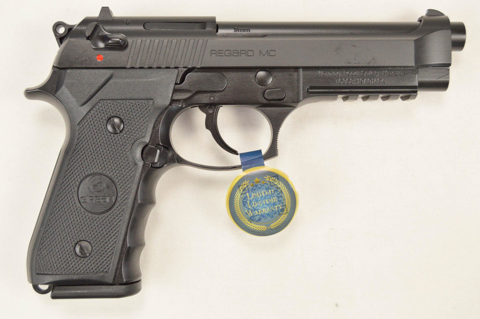 Girsan Regard 9mm Pistol: Copy of Beretta 92. Has pick rail on frame. New in box. SN T6368-19A01484