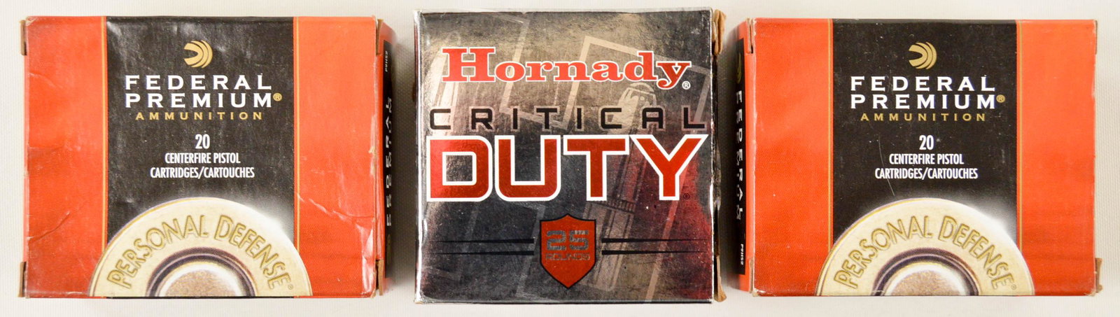 105 Rounds 9mm Luger Defensive Ammunition: Includes 4 boxes (80 rnds) of Federal Premium 147gr 9mm JHP Hydra Shok, and 1 box (25 rnds) of Hornady Critical Duty 135gr 9mm Luger ammunition.