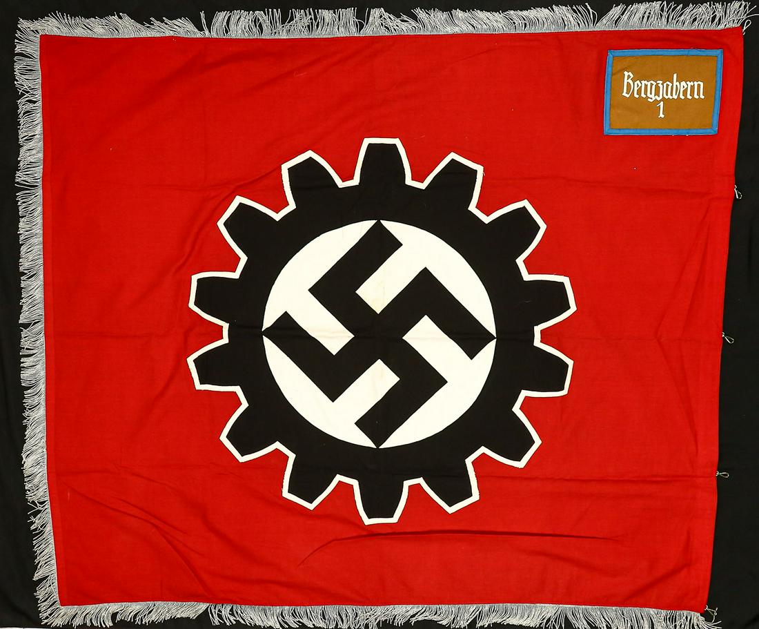 "DAF" Regimental Standard "Bergzabern 1" Flag: "DAF" Regimental Standard "Bergzabern 1" Flag. All snaps are intact with silver fringe. Collection quality, see photos.