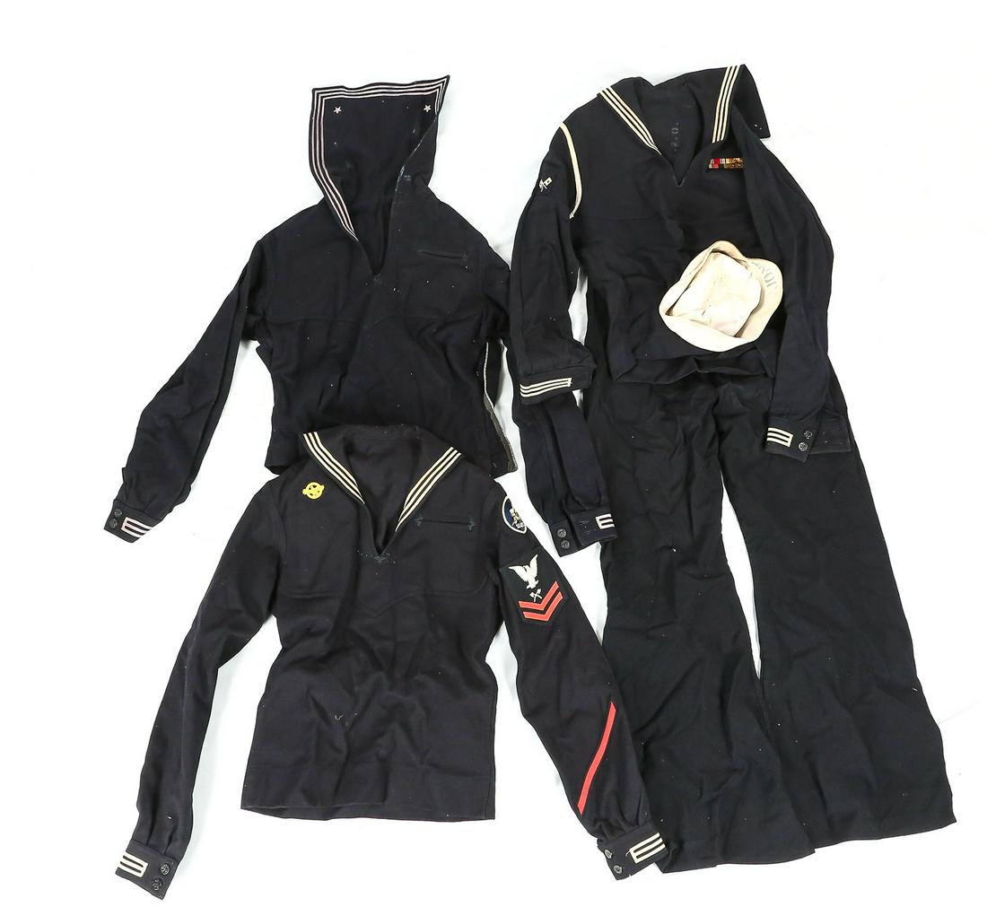 Lot of US Navy Uniform Parts: Lot of US Navy Uniform Parts. Includes 3 shirts, pants and a hat. See photos.