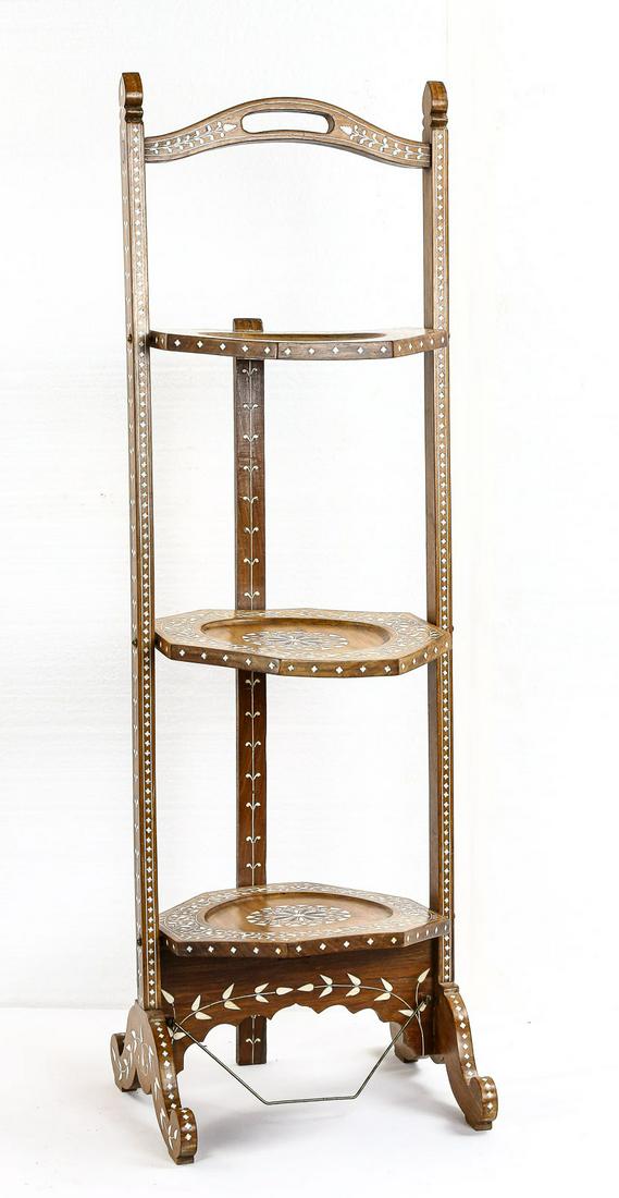 1900s Indian 3 Tier Folding Plant Stand / Table (1 of 6)