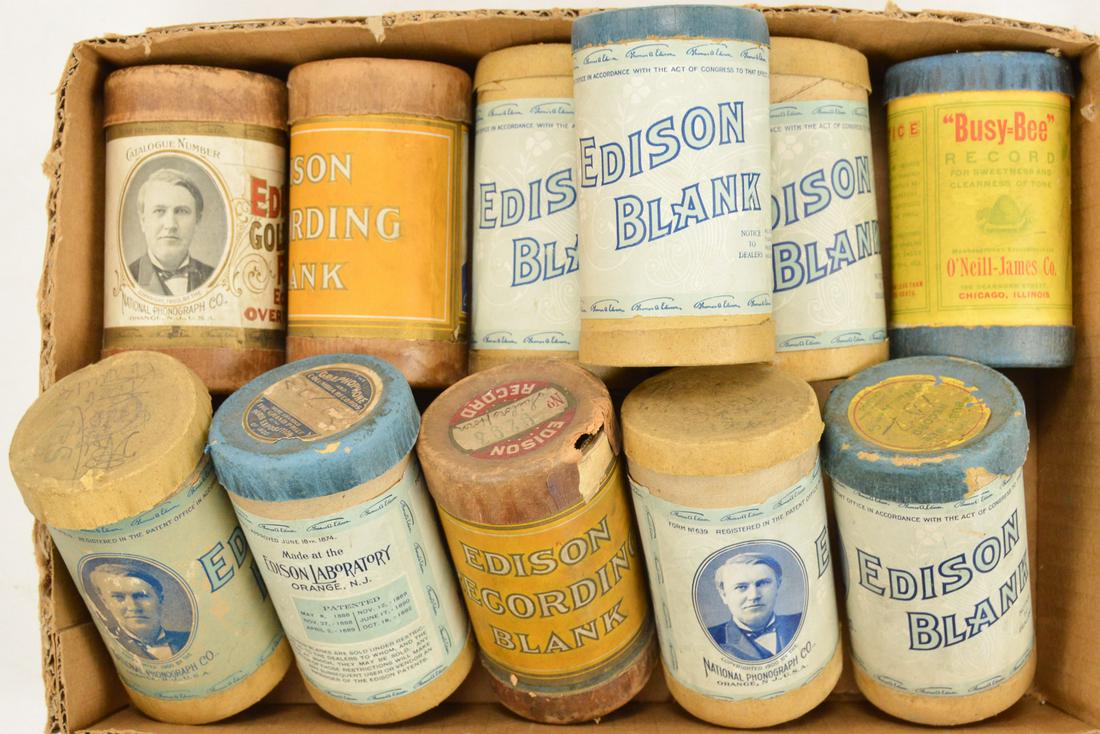 RARE 2 Minute Edison Brown Wax Cylinders (11): Rare 2 minute Edison brown wax cylinders. Beautiful condition. No mold. Brown wax cylinders come in Edison Blank boxes but the cylinders themselves are not actually blanks. See photos.