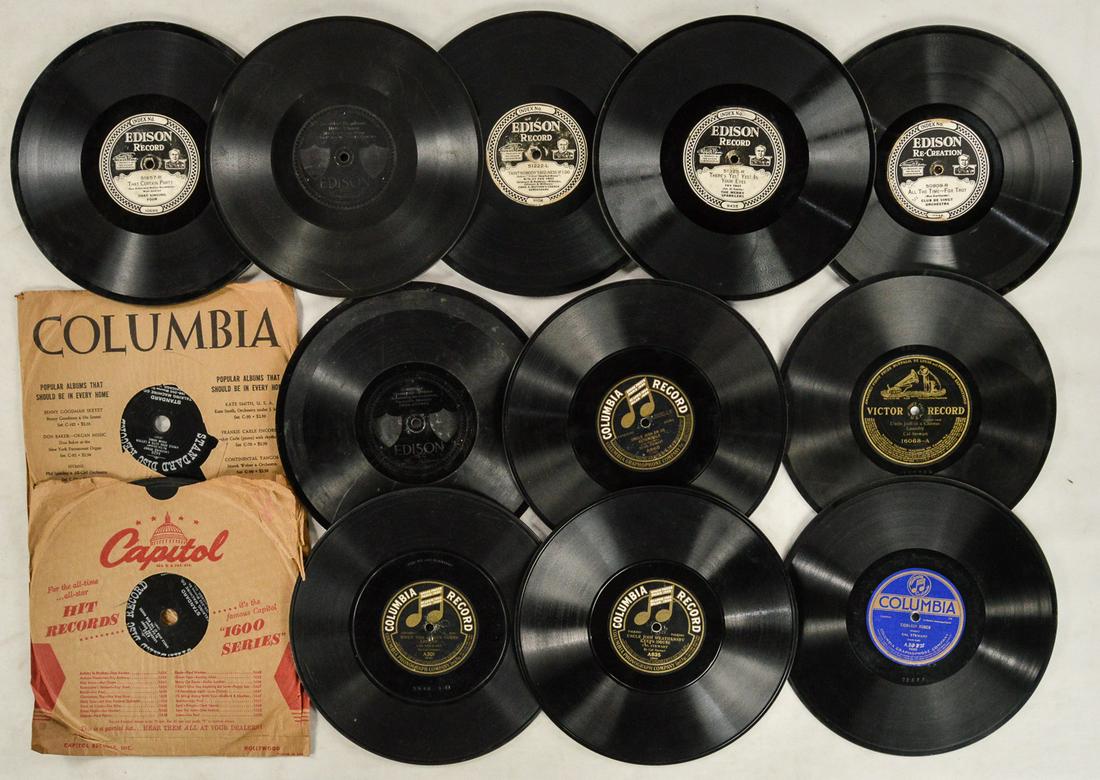 44ct 10" Diamond Discs and Columbia Records: Loose, 10" records, in v- and better condition