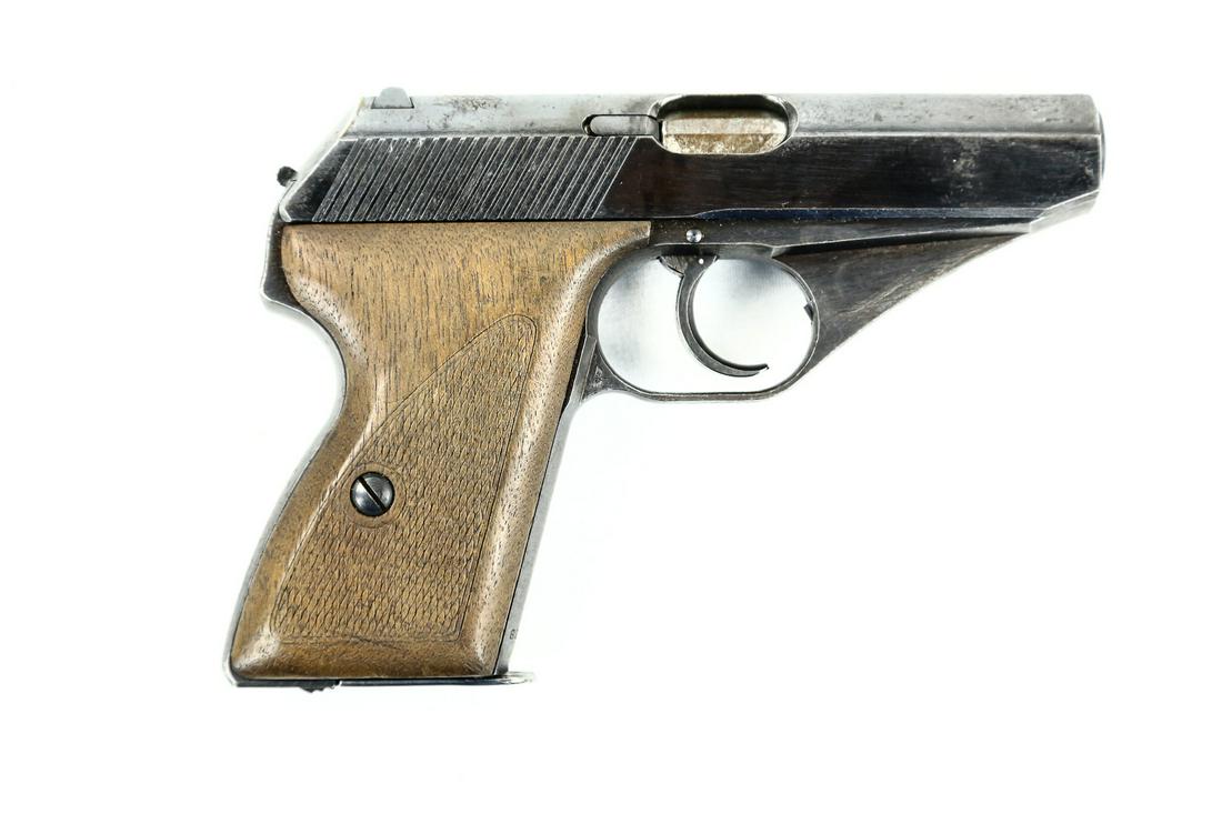 WWII German Mauser HSc 7.65mm Pistol: WWII German production Mauser HSC chambered in 7.65mm/.32 ACP. Pistol has German Waffenamt 135 and eagle n proof mark on the left side of the trigger guard. Pistol has clear, legible markings on the s