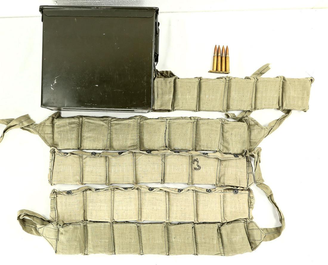 339 Rounds of 8x57 Mauser Ammo: Lot contains approximately 339 rounds of Turkish 8x57 Mauser ammo packed into bandoleers and 5 round stripper clips. Ammo is in overall good condition. Corrosive ammo. Comes in ammo can. See photos.