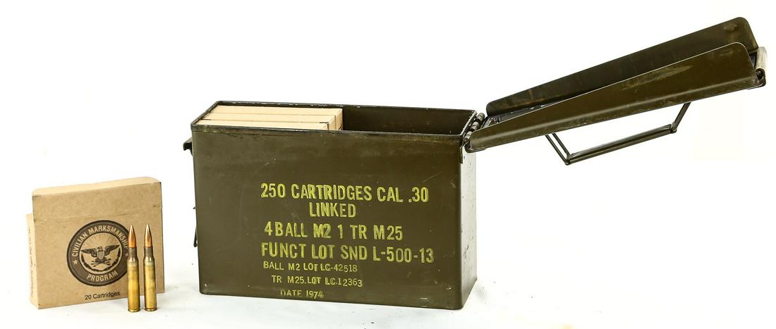 240 .30-06 FMJ Rounds Ammo: Ammo can of approximately 240 rounds of .30-06 FMJ in 12 CMP boxes. Military surplus.