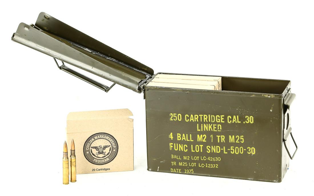 240 .30-06 FMJ Rounds Ammo: Ammo can of approximately 240 rounds of .30-06 FMJ in 12 CMP boxes. Military surplus ammo in good condition.
