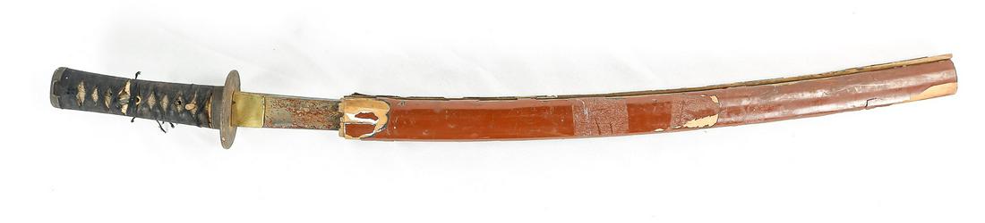 WWII Japanese Samurai Style Sword Edo.: Brought back home by Marine veteran Cyril Schmid who served 1944-1946. His service would take him through Saipan, Okinawa, and the post war occupation of Nagasaki after the atomic bombing. This short