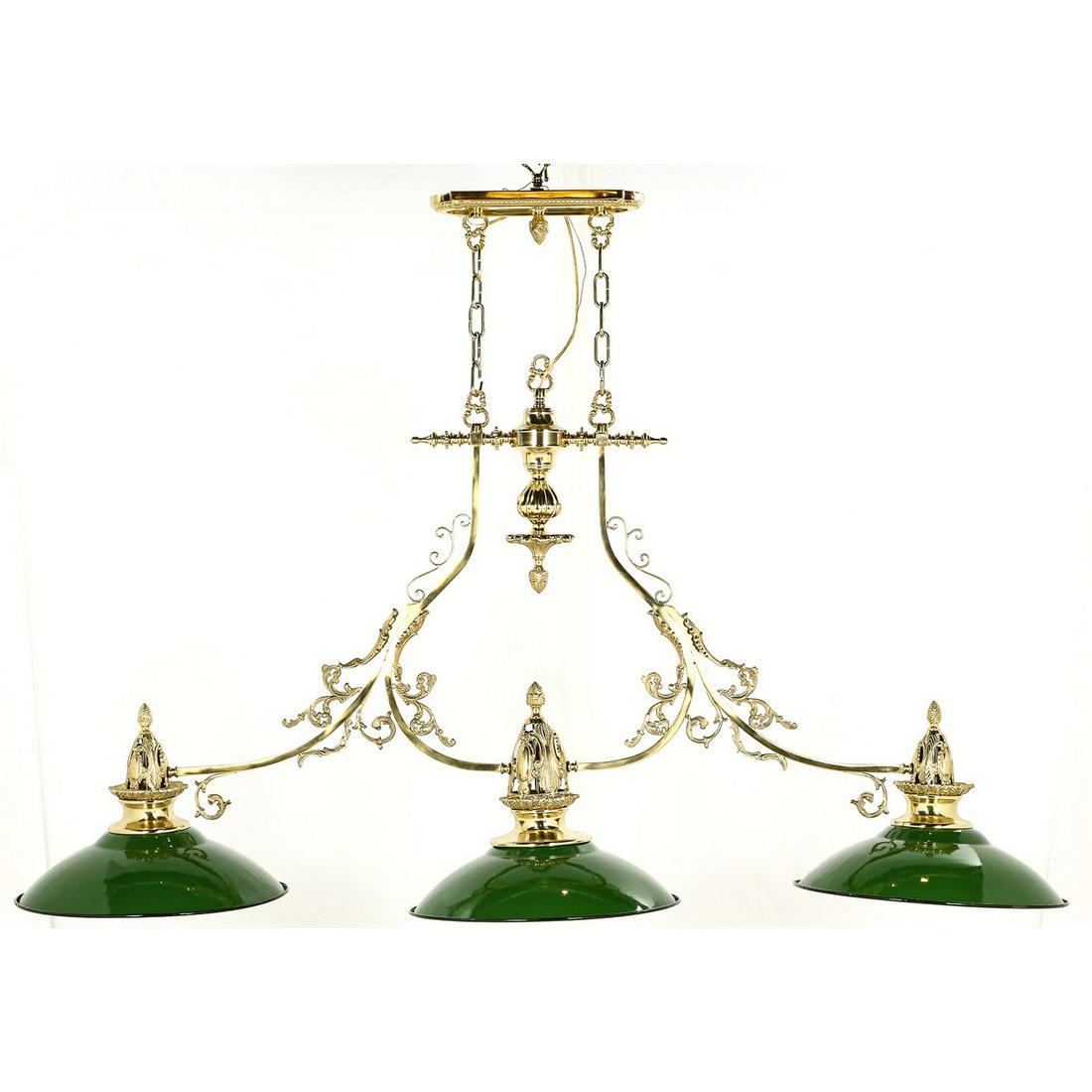 Brass Victorian Style 3 Light Billiards Fixture (1 of 12)
