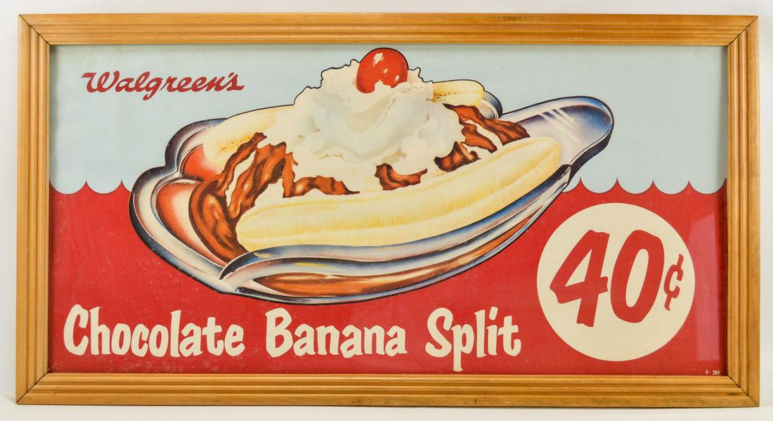 Large Framed Walgreen's Banana Split Sign (1 of 3)