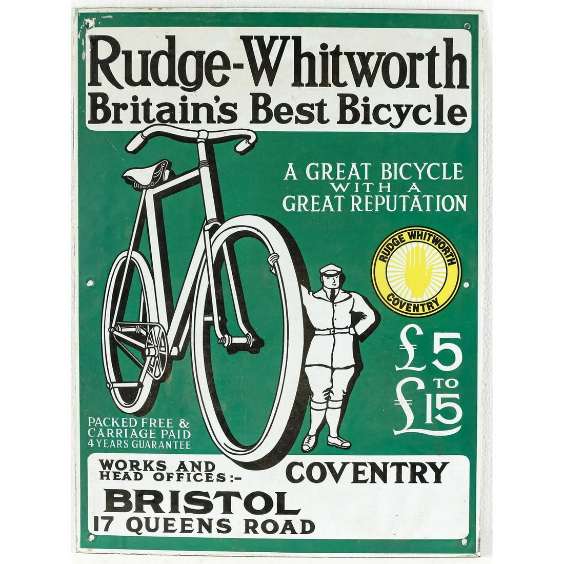 Rudge-Whitworth Bicycle Advertising Sign (1 of 2)