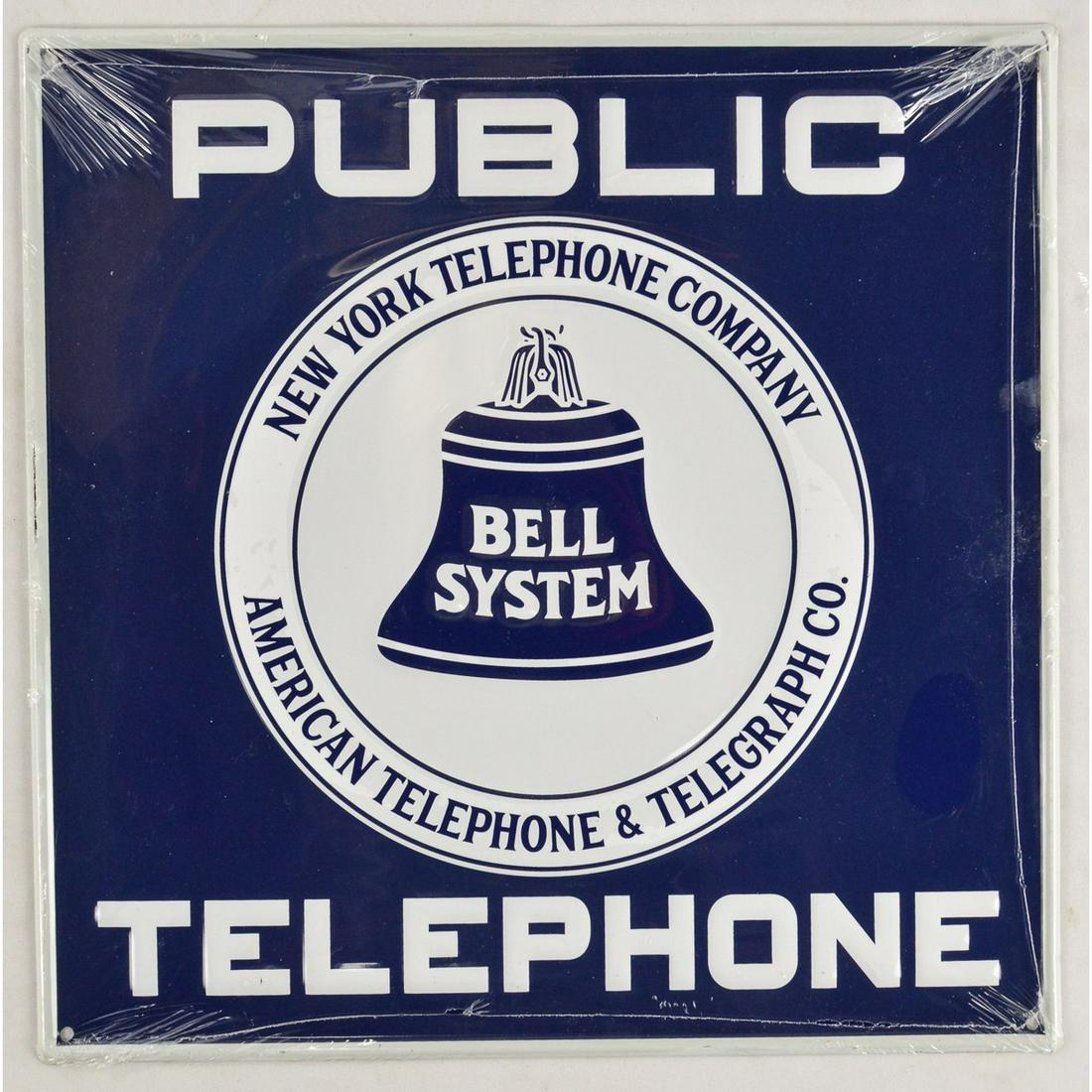 Metal Enameled Public Telephone Sign (1 of 2)