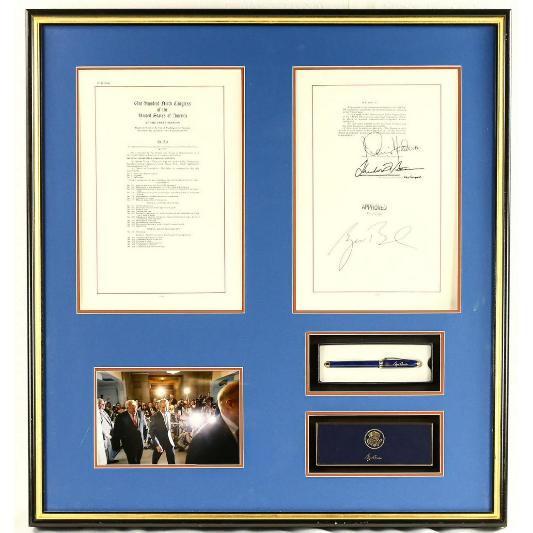 Framed President Geo Bush Signature Pen and Bill (1 of 8)