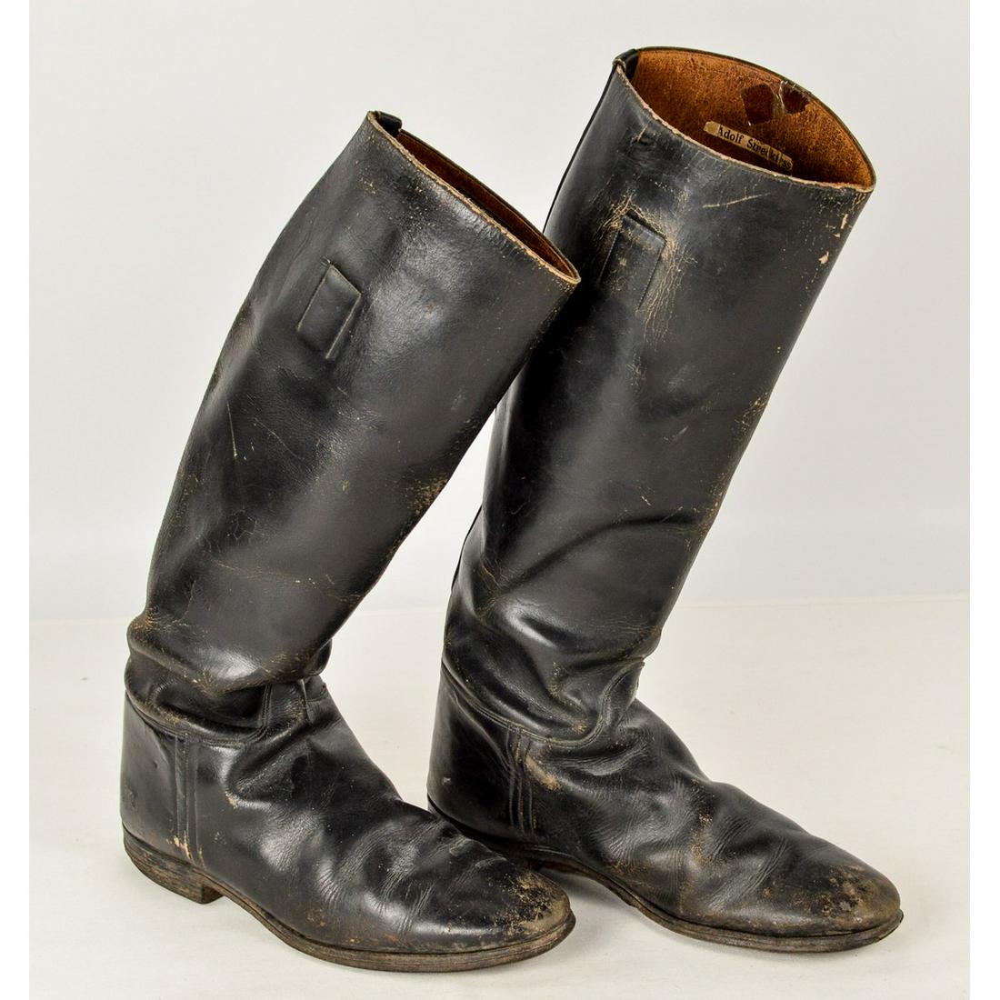 WWII German Boots: Very good condition. Leather is named and maker marked on inside. See photos.