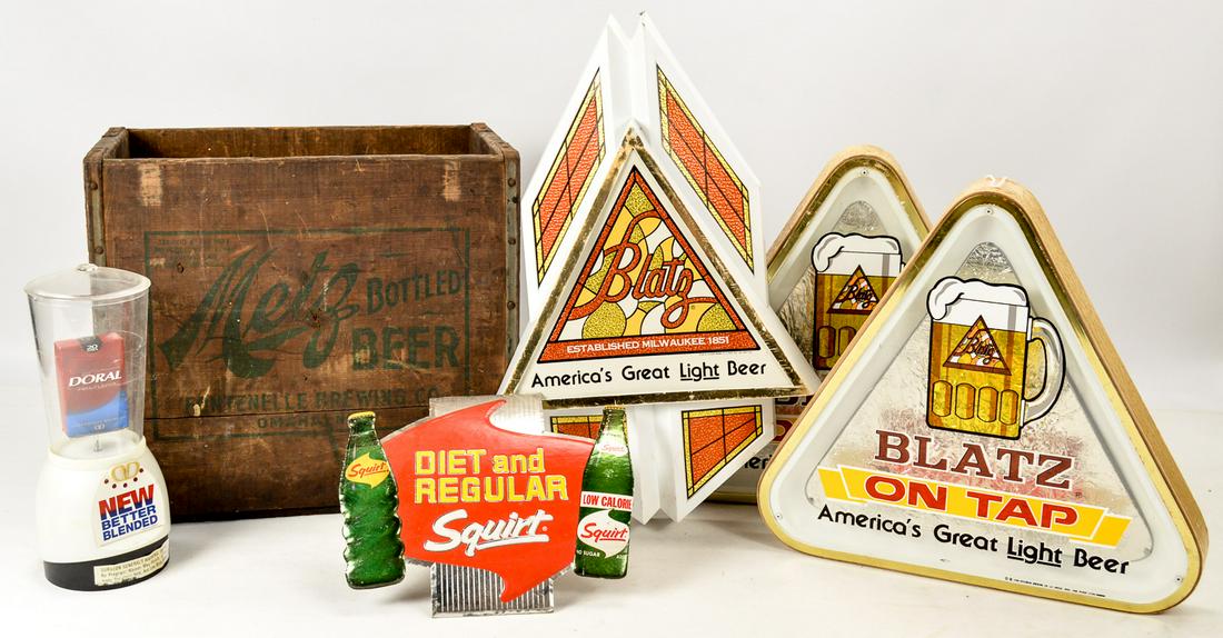 Lot of Alcohol Advertising Signs & Crate (1 of 16)